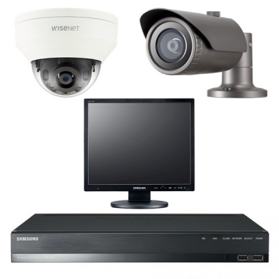 Samsung 3x QNV-6030R Dome, 3x QNO-6030 Bullet, 8CH SRN-873S NVR, CCTV Monitor SMT-1935